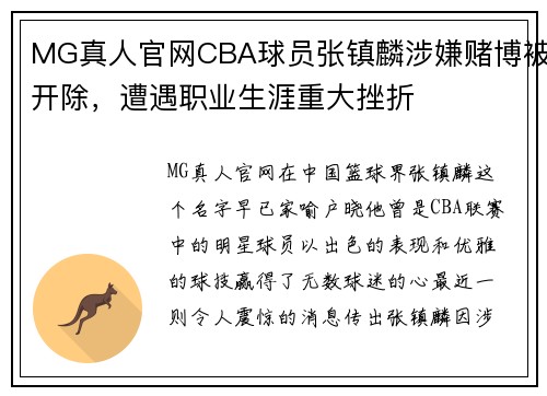 MG真人官网CBA球员张镇麟涉嫌赌博被开除，遭遇职业生涯重大挫折
