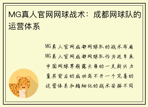 MG真人官网网球战术：成都网球队的运营体系