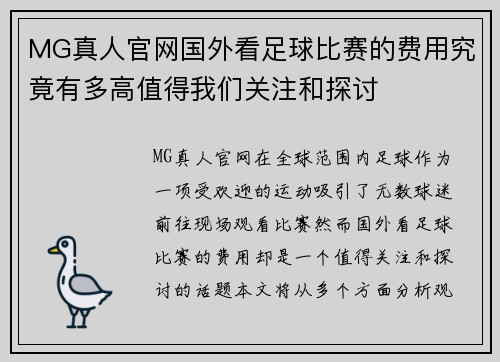 MG真人官网国外看足球比赛的费用究竟有多高值得我们关注和探讨